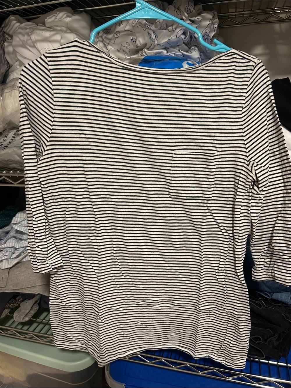 GAP Women's Long Sleeve Black and White Striped Tee